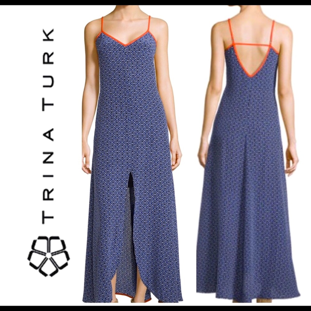 Trina Turk Sedonie Tile Print Silk Maxi Dress